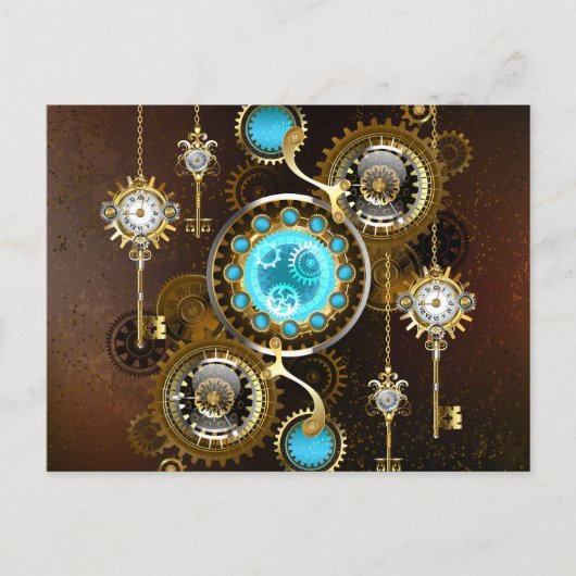 Steampunk Rusty Background met Turquoise Lenses Briefkaart (Voorkant)