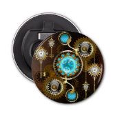 Steampunk Rusty Background met Turquoise Lenses Button Flesopener (Voorkant)