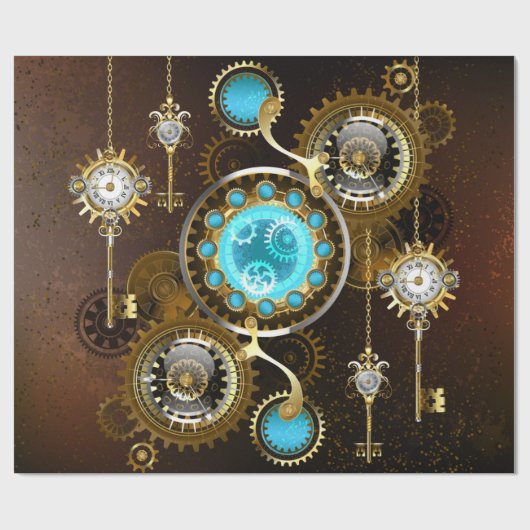 Steampunk Rusty Background met Turquoise Lenses Cadeaupapier (Vlak)