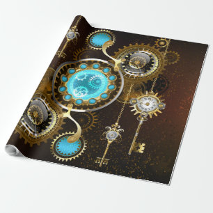 Steampunk Rusty Background met Turquoise Lenses Cadeaupapier