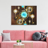 Steampunk Rusty Background met Turquoise Lenses Canvas Afdruk (Insitu (Woonkamer))