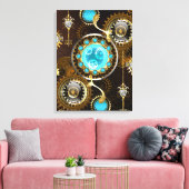 Steampunk Rusty Background met Turquoise Lenses Canvas Afdruk (Insitu (Woonkamer))