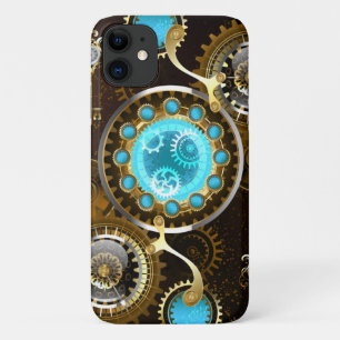 Steampunk Rusty Background met Turquoise Lenses iPhone 11 Hoesje