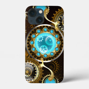 Steampunk Rusty Background met Turquoise Lenses iPhone 13 Mini Hoesje