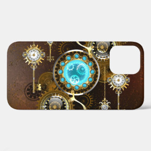 Steampunk Rusty Background met Turquoise Lenses iPhone 12 Pro Hoesje