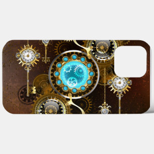 Steampunk Rusty Background met Turquoise Lenses iPhone 13 Pro Max Hoesje