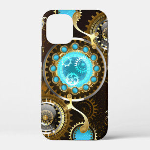 Steampunk Rusty Background met Turquoise Lenses iPhone 12 Mini Hoesje