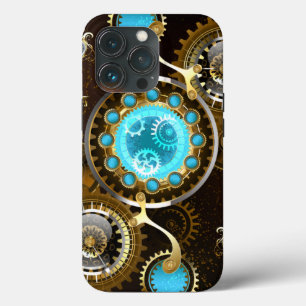 Steampunk Rusty Background met Turquoise Lenses iPhone 13 Pro Hoesje