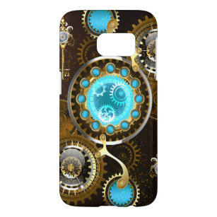 Steampunk Rusty Background met Turquoise Lenses Samsung Galaxy S7 Hoesje