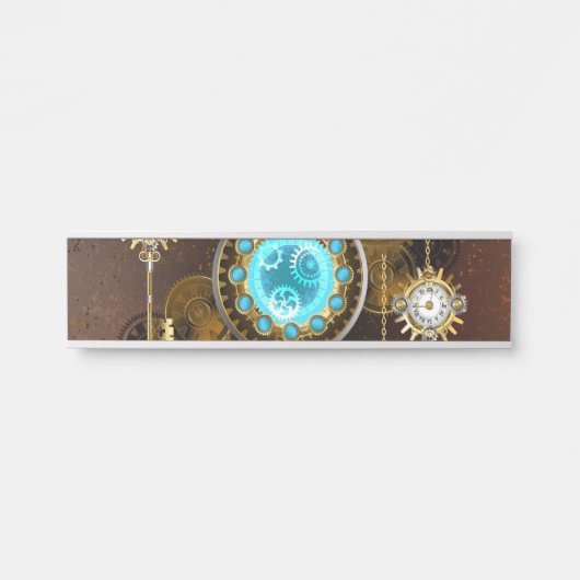 Steampunk Rusty Background met Turquoise Lenses Deurbordje (Voorkant)