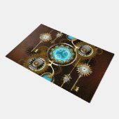 Steampunk Rusty Background met Turquoise Lenses Deurmat (Schuin)