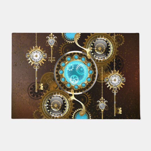 Steampunk Rusty Background met Turquoise Lenses Deurmat (Voorkant)