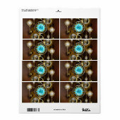 Steampunk Rusty Background met Turquoise Lenses Etiket (Full Sheet)