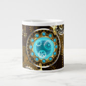 Steampunk Rusty Background met Turquoise Lenses Extra Grote Beker (Voorkant)