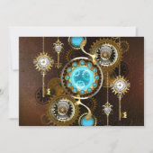 Steampunk Rusty Background met Turquoise Lenses Feestdagenkaart (Voorkant)