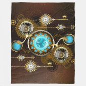 Steampunk Rusty Background met Turquoise Lenses Fleece Deken (Voorkant)