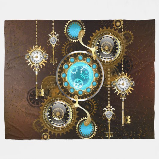 Steampunk Rusty Background met Turquoise Lenses Fleece Deken (Voorkant (Horizontaal))