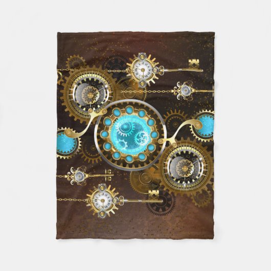 Steampunk Rusty Background met Turquoise Lenses Fleece Deken (Voorkant)