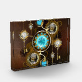Steampunk Rusty Background met Turquoise Lenses Fotoblokken (Links)