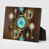 Steampunk Rusty Background met Turquoise Lenses Fotoplaat (Zijkant)