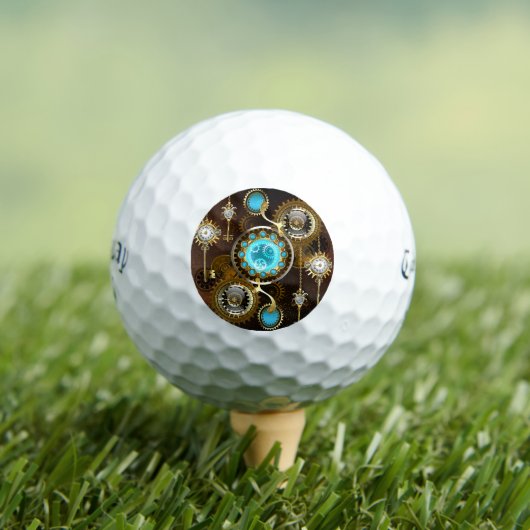 Steampunk Rusty Background met Turquoise Lenses Golfballen (Insitu Shirt)
