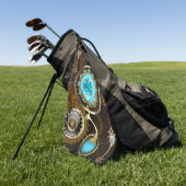 Steampunk Rusty Background met Turquoise Lenses Golfhanddoek (Groen)