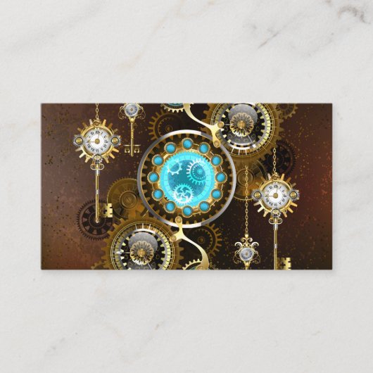 Steampunk Rusty Background met Turquoise Lenses Informatiekaartje (Voorkant)