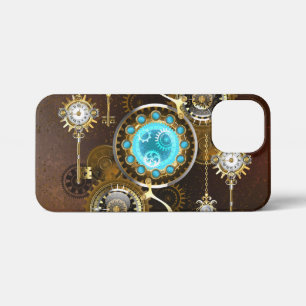 Steampunk Rusty Background met Turquoise Lenses iPhone 13 Mini Hoesje