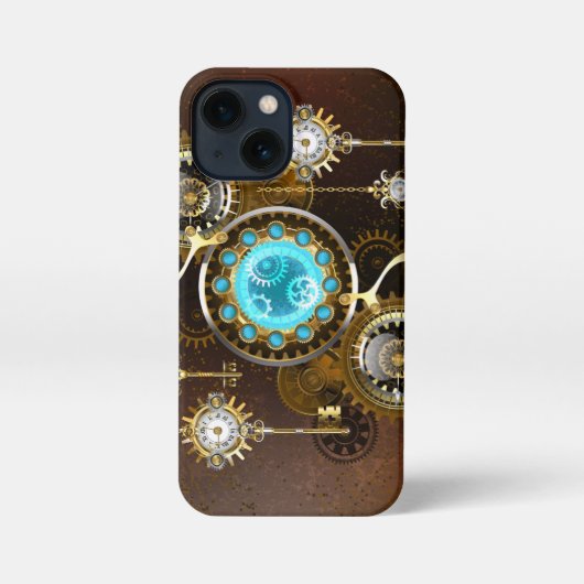 Steampunk Rusty Background met Turquoise Lenses iPhone Hoesje (Achterkant)
