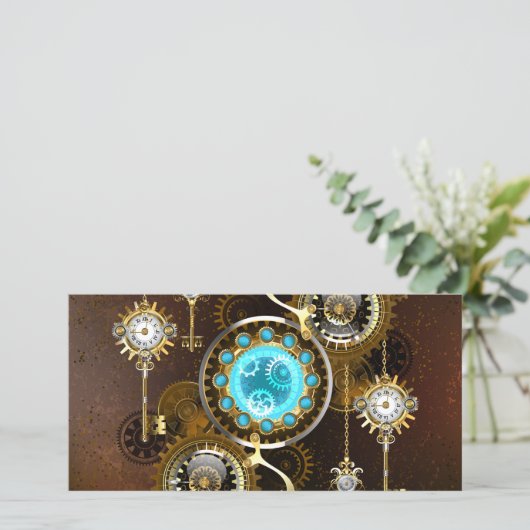 Steampunk Rusty Background met Turquoise Lenses Kaart (Staand voorkant)