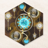 Steampunk Rusty Background met Turquoise Lenses Kartonnen Onderzetters (Voorkant)