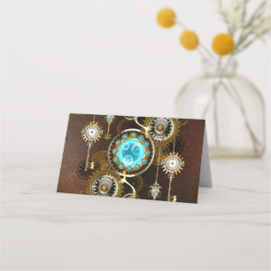Steampunk Rusty Background met Turquoise Lenses Klantenkaartje
