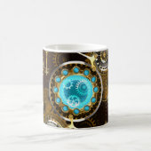 Steampunk Rusty Background met Turquoise Lenses Koffiemok (Center)