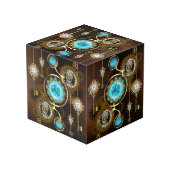 Steampunk Rusty Background met Turquoise Lenses Kubus (Achter hoekig)