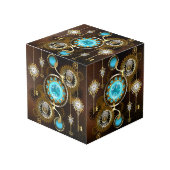 Steampunk Rusty Background met Turquoise Lenses Kubus (Voorkant hoekig)