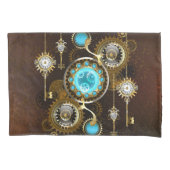 Steampunk Rusty Background met Turquoise Lenses Kussensloop (Voorkant-Links)