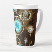 Steampunk Rusty Background met Turquoise Lenses Latte Mok (Rechterhoek)
