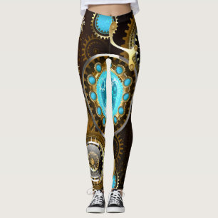 Steampunk Rusty Background met Turquoise Lenses Leggings