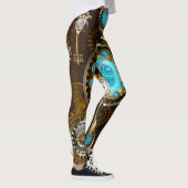 Steampunk Rusty Background met Turquoise Lenses Leggings (Rechts)