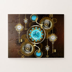 Steampunk Rusty Background met Turquoise Lenses Legpuzzel
