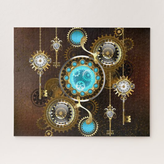 Steampunk Rusty Background met Turquoise Lenses Legpuzzel (Horizontaal)