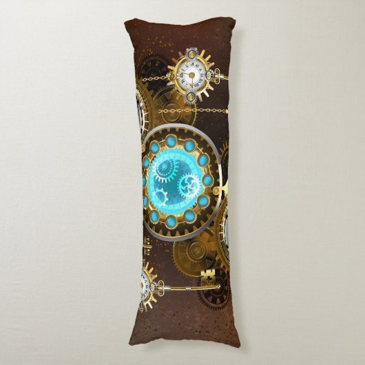 Steampunk Rusty Background met Turquoise Lenses Lichaamskussen (Voorkant Verticaal)