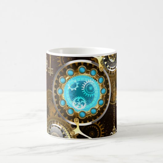 Steampunk Rusty Background met Turquoise Lenses Magische Mok (Center)