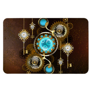 Steampunk Rusty Background met Turquoise Lenses Magneet