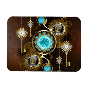 Steampunk Rusty Background met Turquoise Lenses Magneet