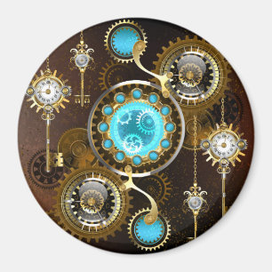 Steampunk Rusty Background met Turquoise Lenses Magneet