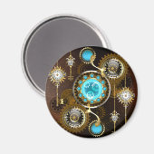 Steampunk Rusty Background met Turquoise Lenses Magneet (Voorkant / Achterkant)