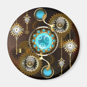 Steampunk Rusty Background met Turquoise Lenses Magneet