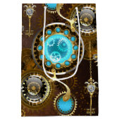 Steampunk Rusty Background met Turquoise Lenses Medium Cadeauzakje (Achterkant)