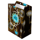 Steampunk Rusty Background met Turquoise Lenses Medium Cadeauzakje (Achterkant Gekanteld)